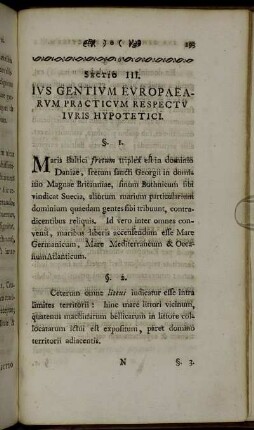Sectio III. Ius Gentium Europaearum Practicum Respectu Iuris Hypotetici.