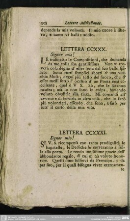 Lettera CCXXXI. Signor mio!