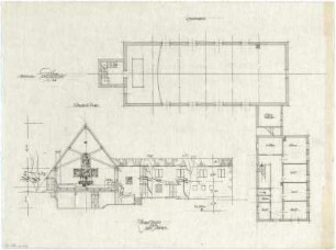 Gsaenger, Gustav; Amberg - Süd (Bayern); Ev. Erlöser Kirche - Emporengeschoss (Grundriss), Querschnitt