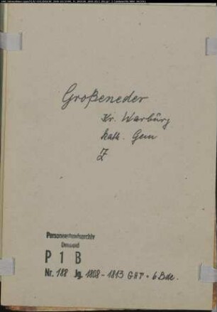Zivilstandsregister der katholischen Gemeinde Großeneder, Kreis Warburg (GHT 1808-1813). (Gemeinde: Katholische Gemeinde Großeneder)