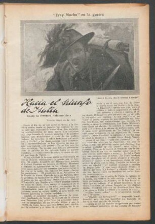 Hacia el triunfo de Italia : "Fray Mocho" en la guerra - Desde la frontera ítalo-austriaca