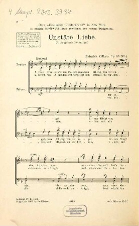 6 Lieder : op. 69, 4. Unstäte Liebe : (altdeutsches Volkslied)