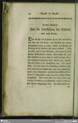 Zweiter Abschnitt. Von der Empfindung des Schönen und vom Genie