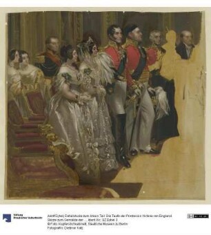 Detailstudie zum linken Teil: Die Taufe der Prinzessin Victoria von England. Skizze zum Gemälde der Kaiserin Friedrich in Berlin (1858)