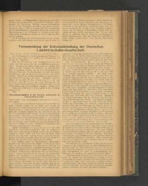 Versammlung der Kolonialabteilung der Deutschen Landwirtschafts-Gesellschaft.