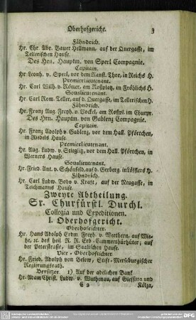 Zweyte Abtheilung. Sr. Churfürstlichen Durchl. Collegia und Expeditionen