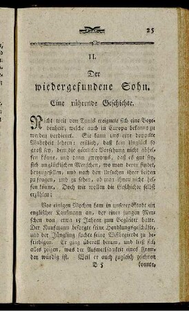 II. Der wiedergefundene Sohn. Eine rührende Geschichte.