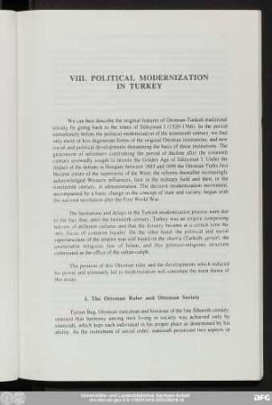 I. The Ottoman Ruler and Ottoman Society