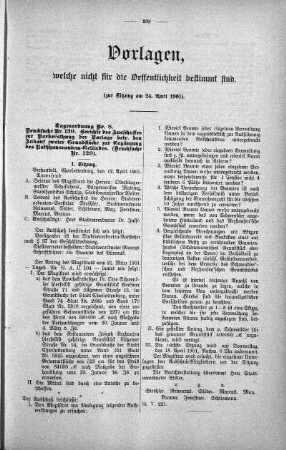 Vorlagen welche nicht für die Oeffentlichkeit bestimmt sind., 24. April 1901