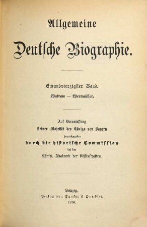 Allgemeine Deutsche Biographie, 41. Walram - Werdmüller
