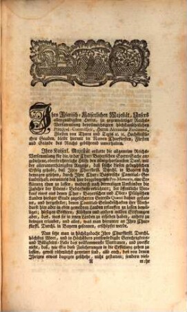 An Ihro Römisch-Kaiserl. Majestät allerunterthänigstes Reichs-Gutachten de dato Regensburg den 23ten Dec. 1771. Die Chur-Bayerische Sperrsache und gesuchte Aufhebung der Manutenenz-Commission betreffend : Dictatum Ratisbonæ, die 28. Dec. 1771. per Moguntinum