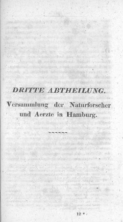 Dritte Abtheilung. Versammlung der Naturforscher und Aerzte in Hamburg.