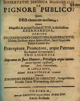 Dissertatio iuridica inauguralis de pignore publico