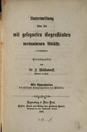 Unterweisung über die mit gesegneten Gegenständen verbundenen Ablässe