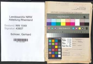 Entnazifizierung Gerhard Schroer , geb. 26.02.1886 (Steuerhelfer)