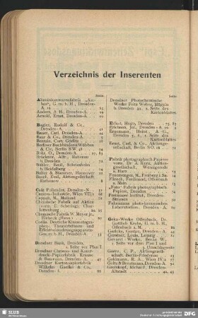 Verzeichnis der Inserenten