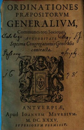 Ordinationes Praepositorvm Generalivm, Commvnes toti Societati : Avctoritate Septimae Congregationis Generalis contractae