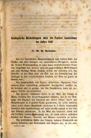 Neues Jahrbuch für Mineralogie, Geologie und Paläontologie. 1868