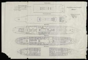 Decksplan des Doppelschrauben-Postdampfer "Dreana" und "Meteor"