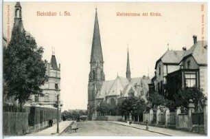 Hainichen. Wettinstraße mit Kirche