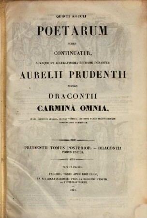 Aurelii Prudentii necnon Dracontii carmina omnia