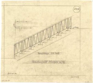 Billing, Hermann; Singen; Krankenhaus - Schlosserarbeiten: Haupttreppe, zweiter Lauf (Grundriss; Ansicht)