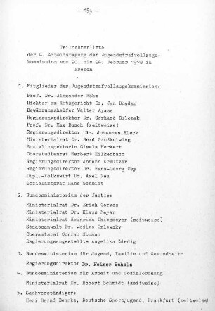 153, Teilnehmerliste