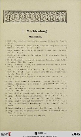 I. Mecklenburg (Nr. 1-450)