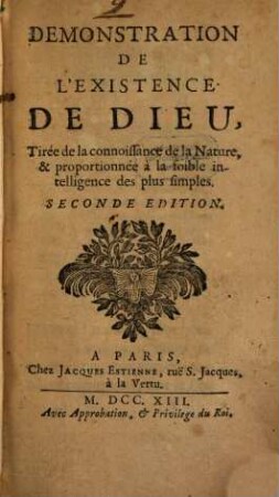 Demonstration de l'existence de Dieu