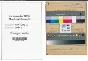 Entnazifizierung Walter Poestges, geb. 02.02.1897 (Elektriker)
