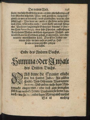 Summa oder Inhalt des Dritten Buchs.