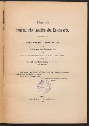 Über die traumatische Luxation des Kniegelenks