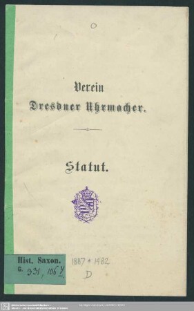 Verein Dresdner Uhrmacher : Statut
