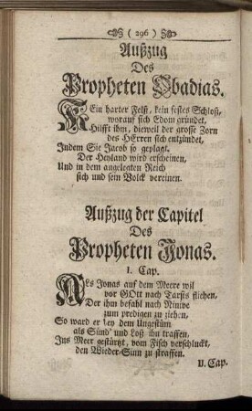 Außzug der Capitel Des Propheten Jonas