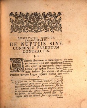 Diss. iur. inaug. de nuptiis, sine consensu parentum contractis