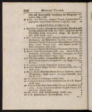 628-647, Saraceno-Turcica.; Orientalia, Asiatica, Africana, Americana.; Itineraria.