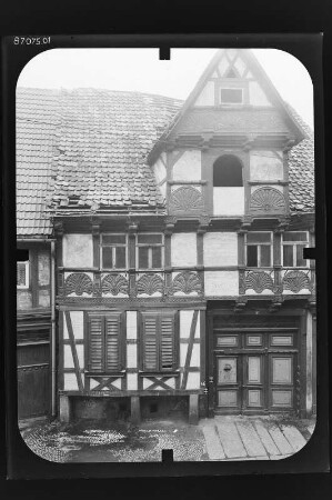 Quedlinburg, Hohe Straße 8. Ehem. Kaufmannshaus (1576). Straßenfront (Teilansicht)