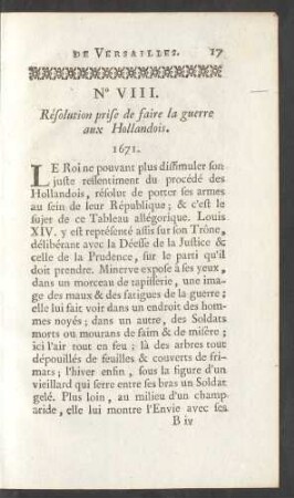 No. VIII. Résulution prise de faire la guerre aux Hollandois. 1671.