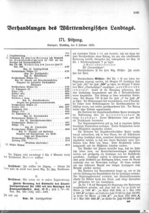 171. Sitzung, Stuttgart, 3.2.1923