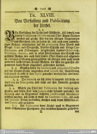 Tit. XLVIII. Von Verfassung und Publicirung der Urthel