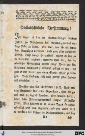Hochansehnliche Versammlung!