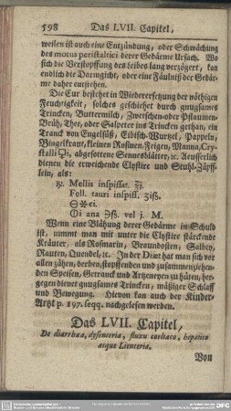 Das LVII. Von den Durchlauff, Ruhr und andern Arten derer Bauch-Flüsse