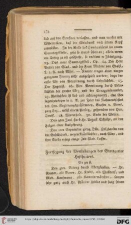 Fortsezzung der Vorstellungen des Stuttgarter Hoftheaters