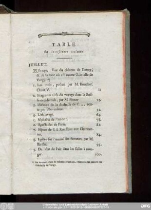 Table du troisième volume.