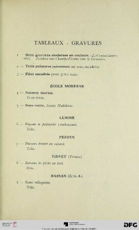 Tableaux – Gravures (Nr. 1-35)