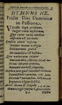 Hymnus IIX. Pridie Diei Dominicæ in Passione.