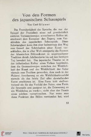 Von den Formen des japanischen Schauspiels