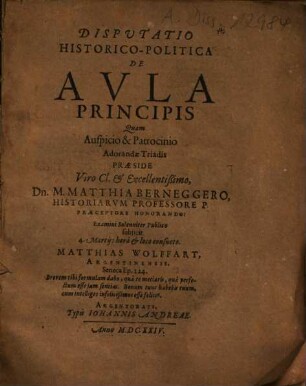 Disputatio historico-politica de aula principis