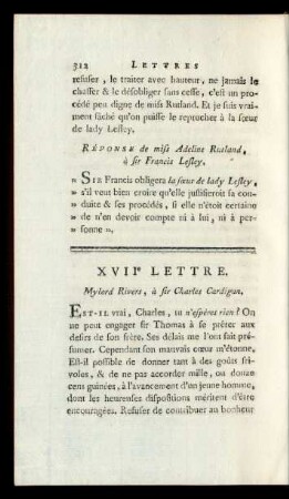 XVIIe Lettre.