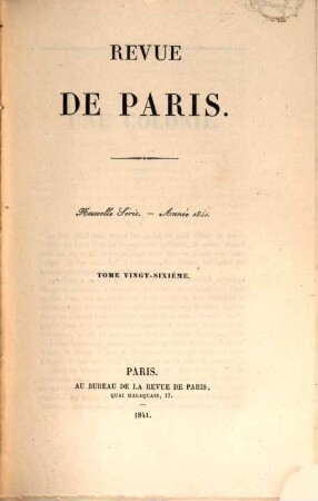 La Revue de Paris. 26. 1841